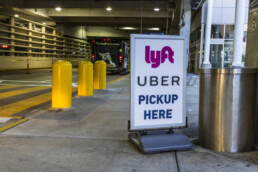 Ride sharing companies Lyft and Uber pickup spot