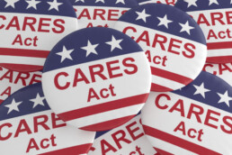 Pile of CARES Act Buttons